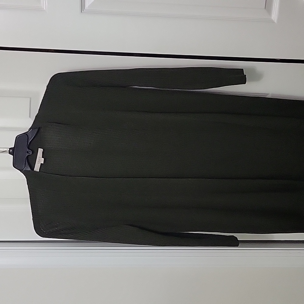 Loft Women's XS Long Cardigan Sweater, Dark Olive Green